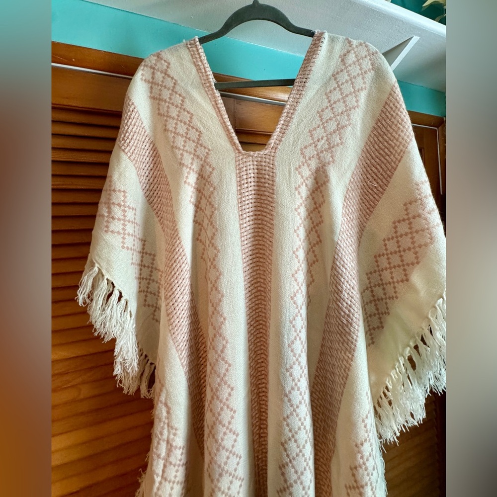 Free people fringe woven poncho